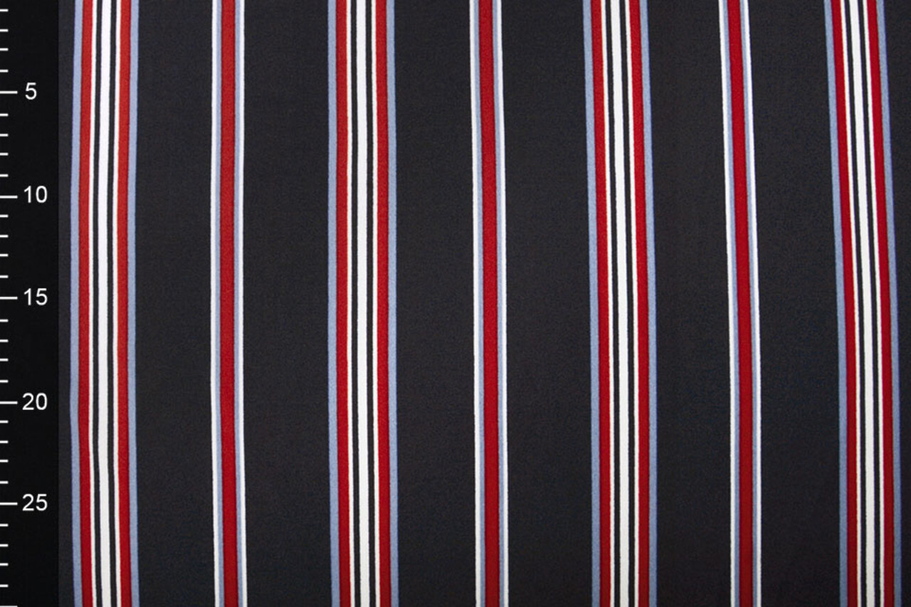 Scuba Crepe Sporty Stripe Navy Bordeaux