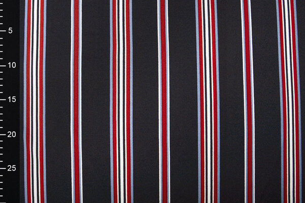 Scuba Crepe Sporty Stripe Navy Bordeaux