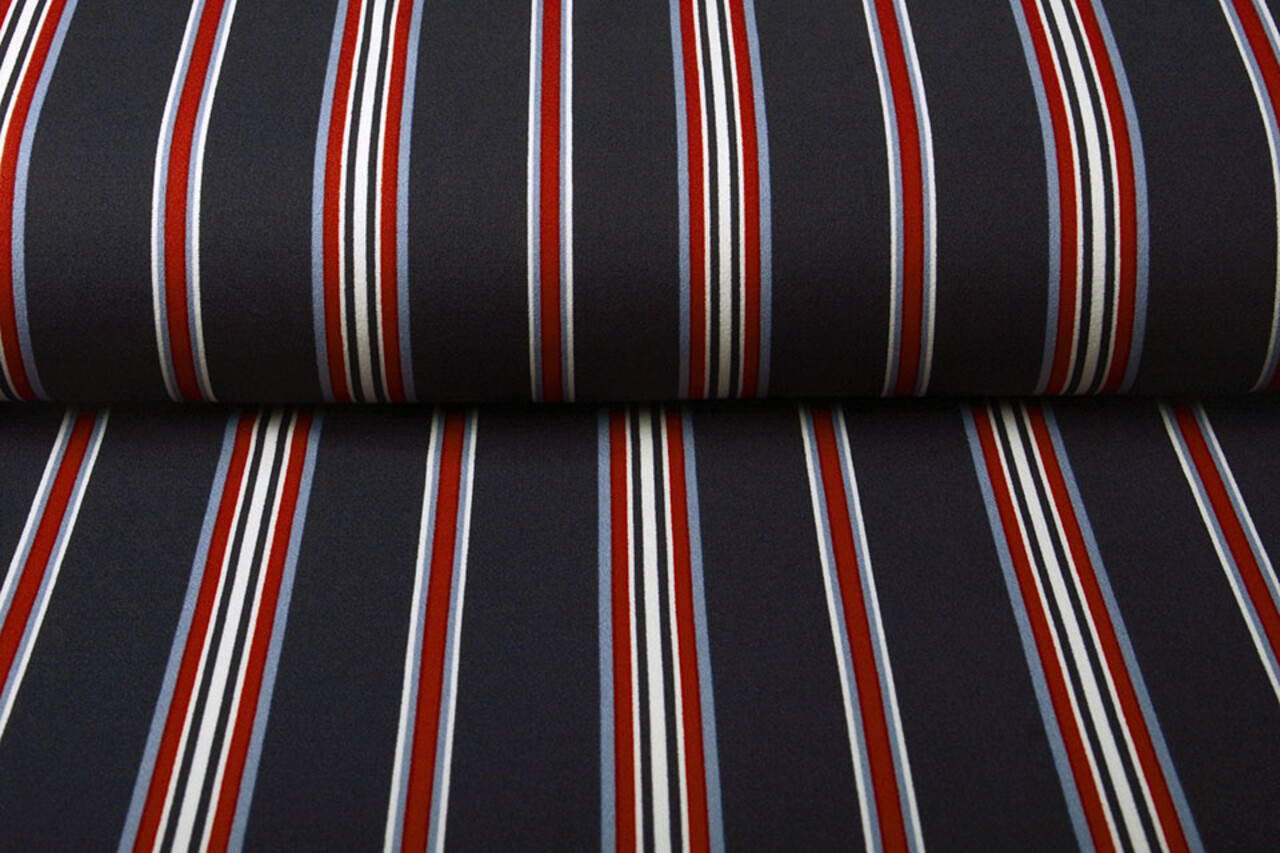 Scuba Crepe Sporty Stripe Navy Bordeaux