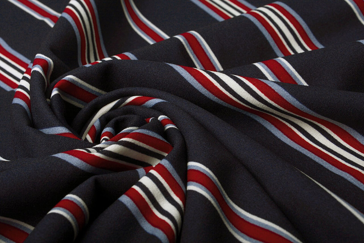 Scuba Crepe Sporty Stripe Marine Bordeaux