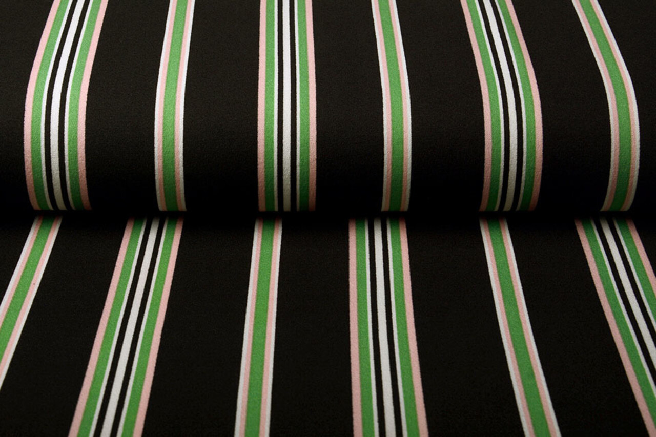 Scuba Crepe Sporty Stripe Schwarz Grün Scuba Crepe Sporty Stripe Schwarz Grün
