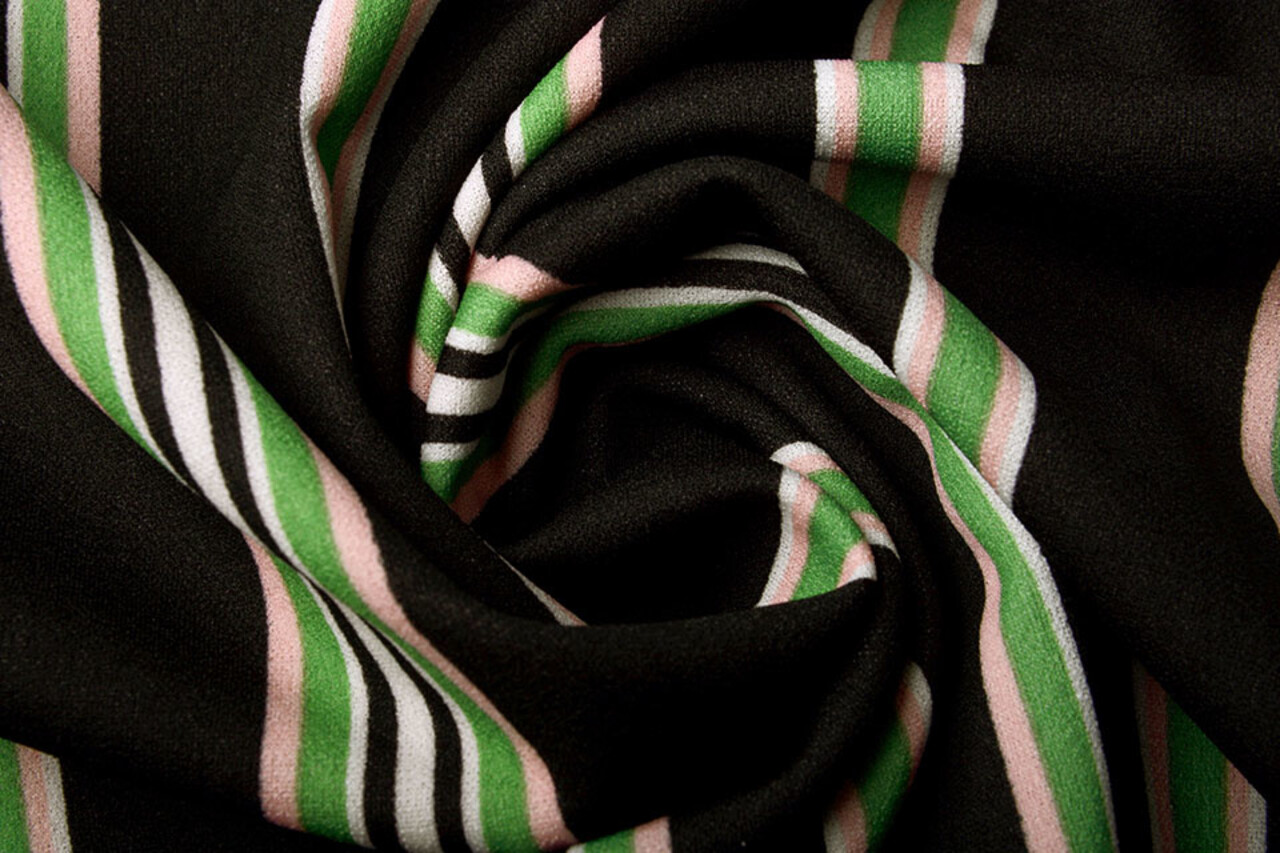 Scuba Crepe Sporty Stripe Zwart Groen