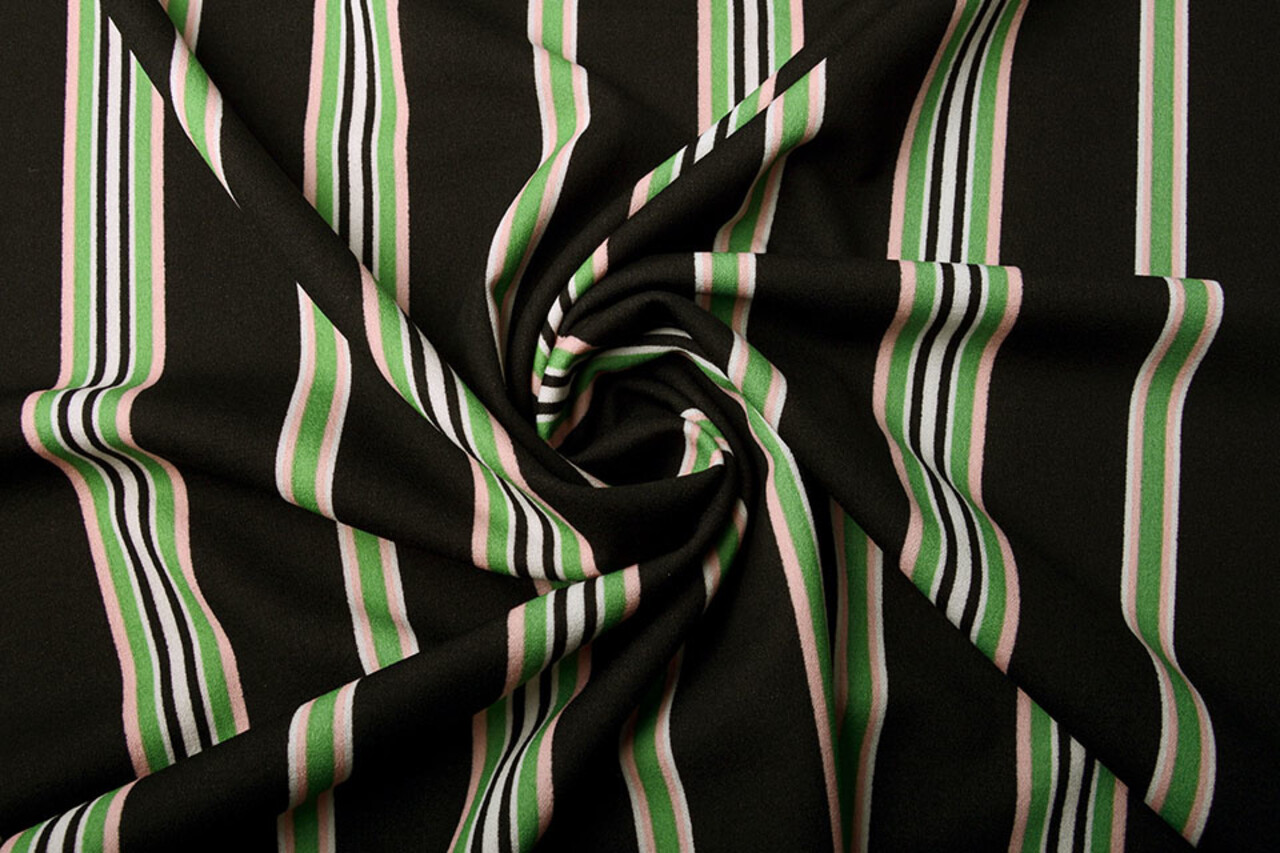 Scuba Crêpe Sportivo Righe Nero Verde Scuba Crêpe Sportivo Righe Nero Verde
