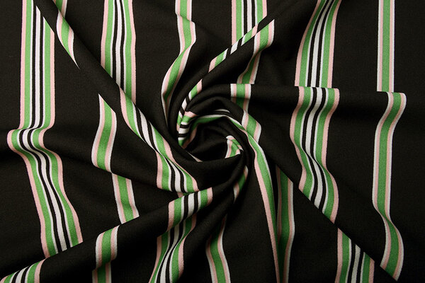 Scuba Crepe Sporty Stripe Black Green