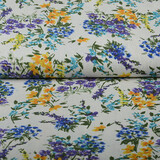 Viscose Linen Spring Flowers White