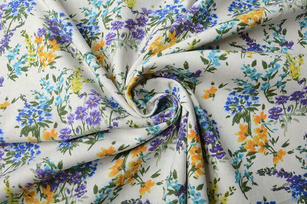 Viscose Linnen Lente Bloemen Wit