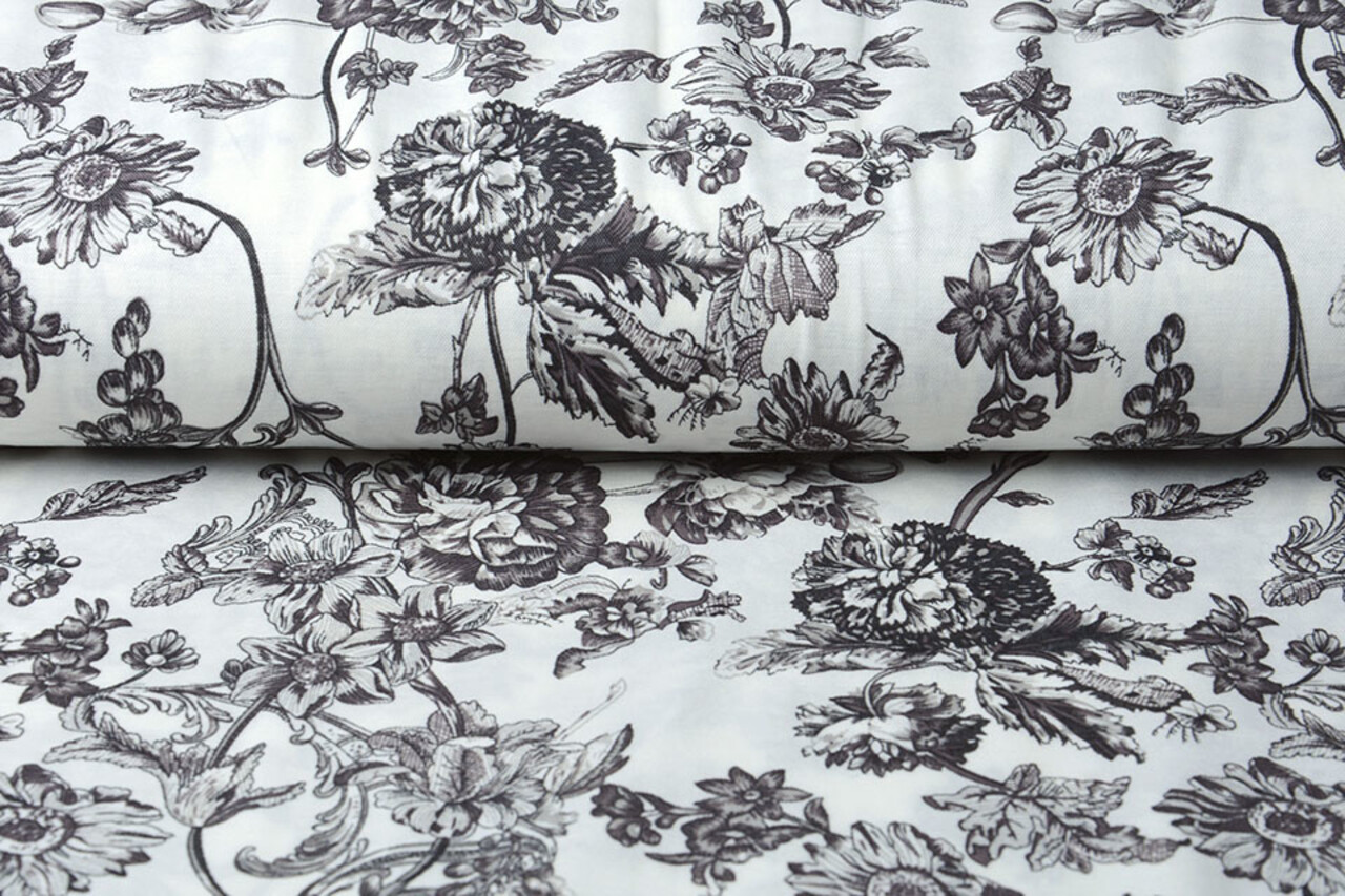 French Toile Flowy Pique Schwarz Off White French Toile Flowy Pique Schwarz Off White