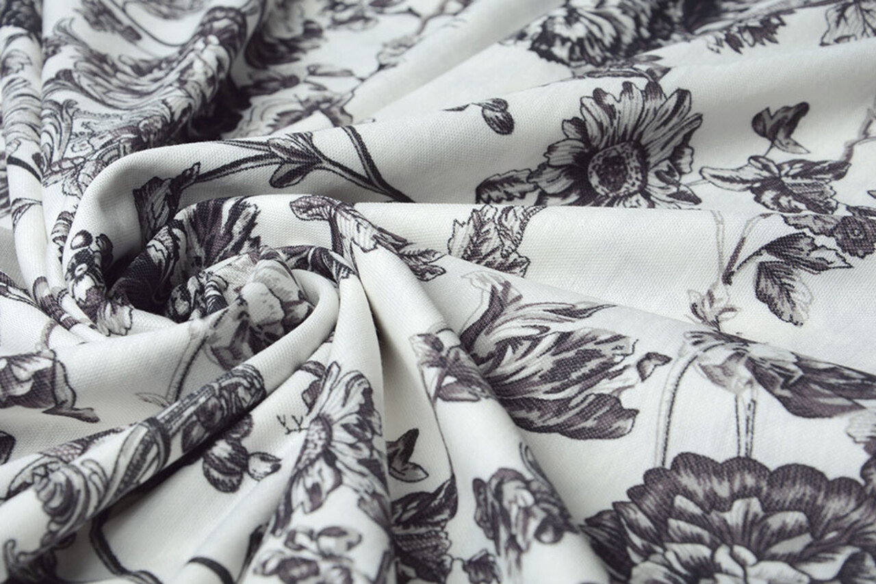 French Toile Flowy Pique Black Off White