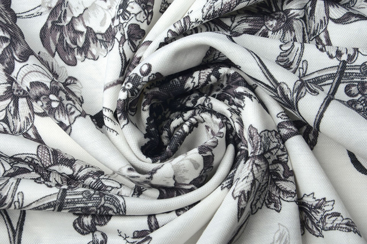 French Toile Flowy Pique Black Off White