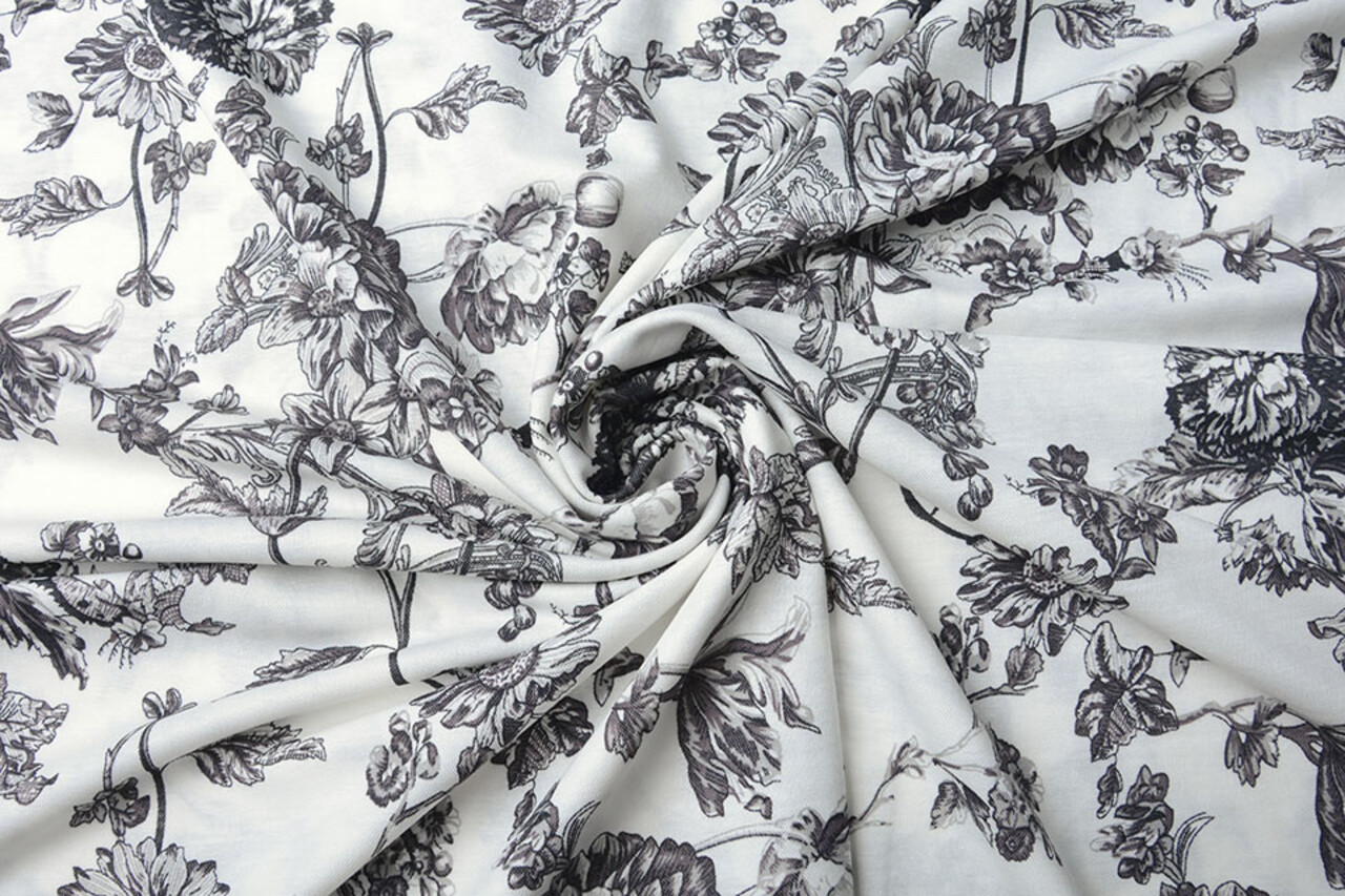 French Toile Flowy Pique Schwarz Off White French Toile Flowy Pique Schwarz Off White