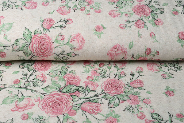 Doux Lin Jersey Roses