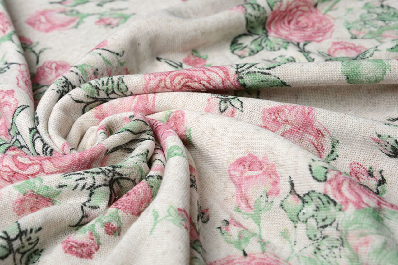 Doux Lin Jersey Roses