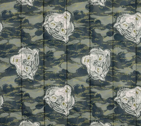 Quilted Jacketfabric Tiger Head Gray Army Green Quilted Jacketfabric Tiger Head Gray Army Green