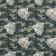 Quilted Jacketfabric Tiger Head Gray Army Green