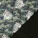 Quilted Jacketfabric Tiger Head Gray Army Green