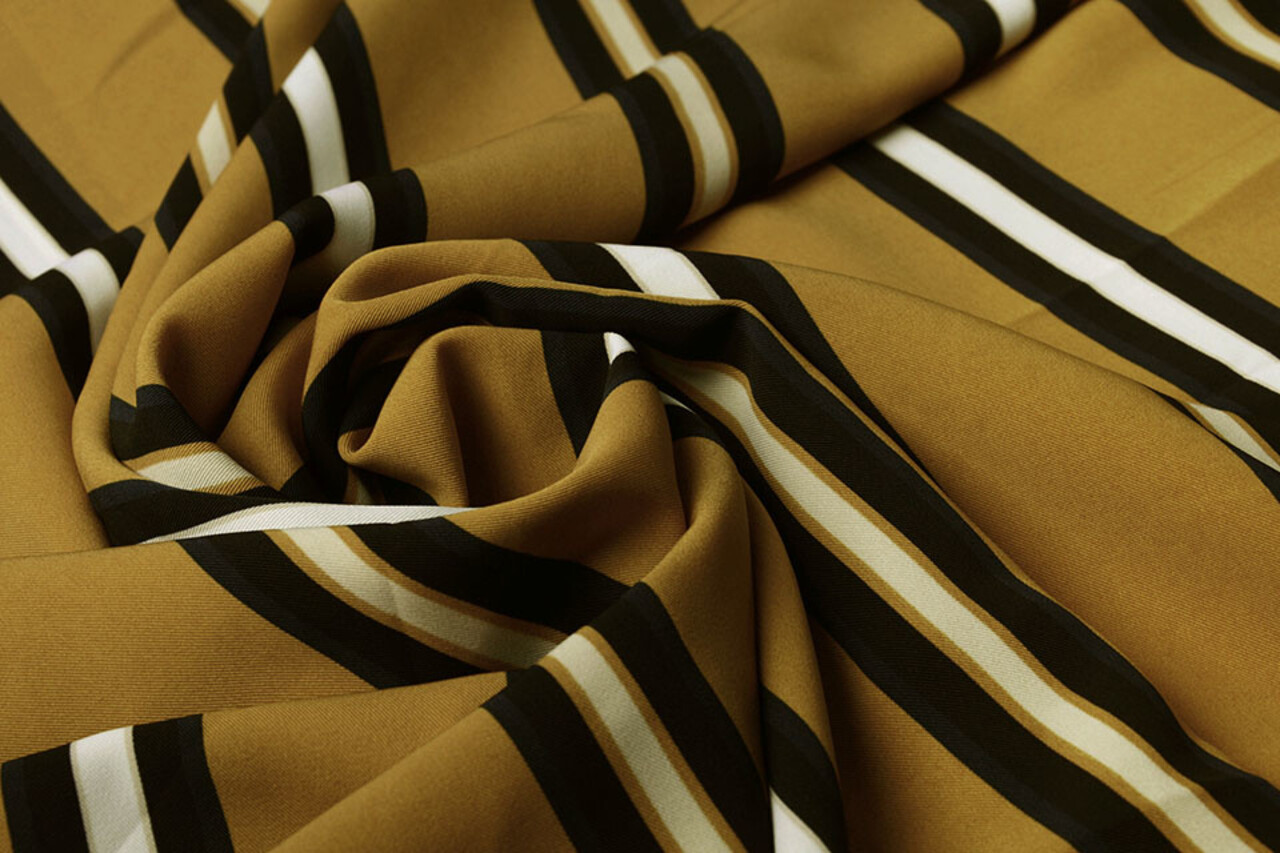 Crepe Printed Lizzy Stripes Ocher