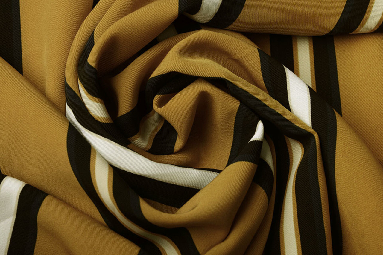 Crepe Printed Lizzy Stripes Ocher