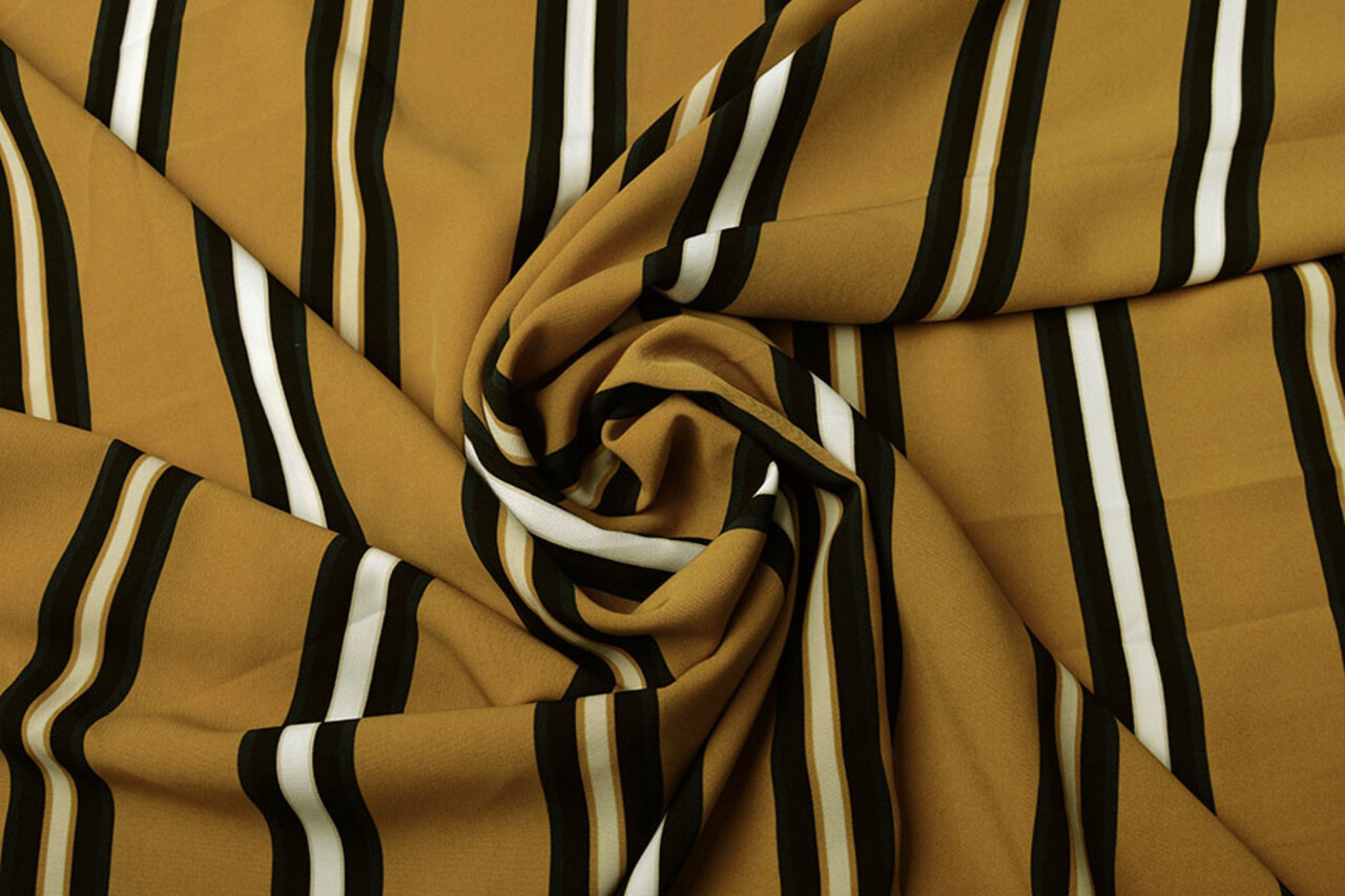 Crêpe Imprimé Lizzy Rayures Ocre Crêpe Imprimé Lizzy Rayures Ocre