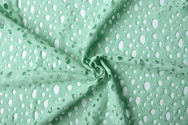Broderie Katoen Viscose Elise Mint Groen Broderie Katoen Viscose Elise Mint Groen