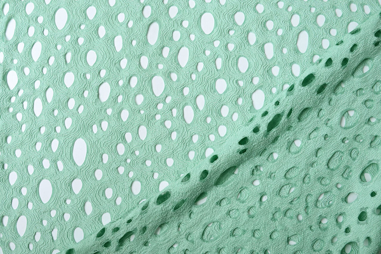 Broderie Katoen Viscose Elise Mint Groen Broderie Katoen Viscose Elise Mint Groen