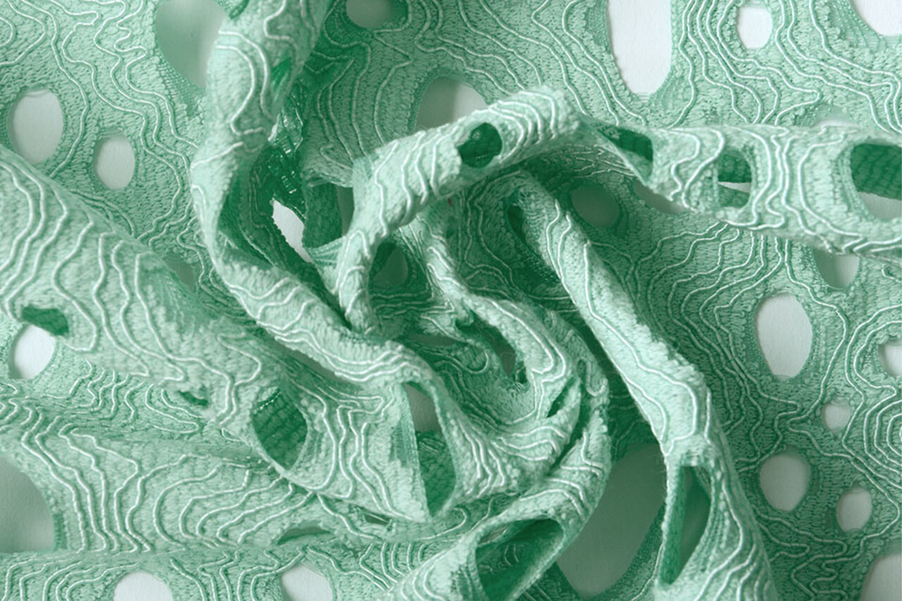Broderie Katoen Viscose Elise Mint Groen Broderie Katoen Viscose Elise Mint Groen