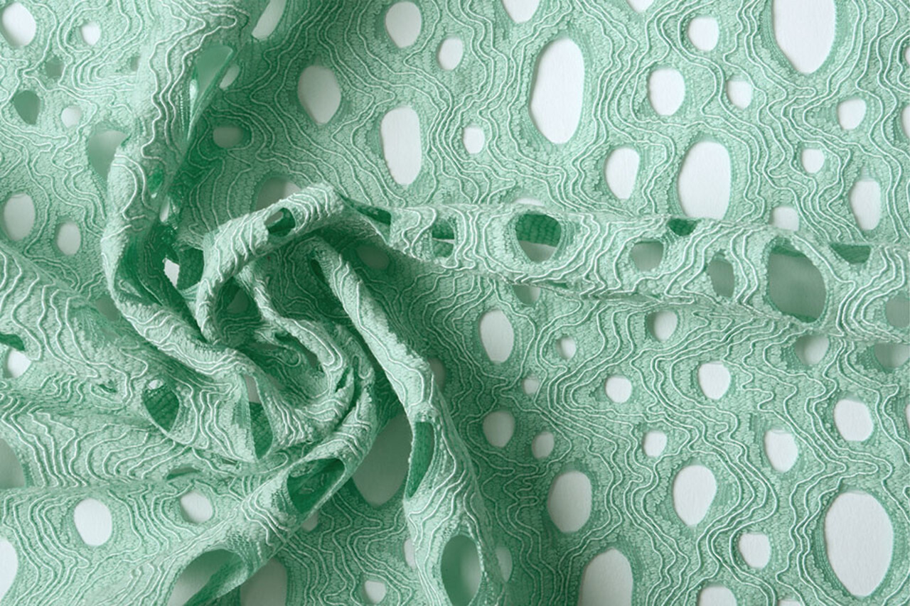 Broderie Katoen Viscose Elise Mint Groen Broderie Katoen Viscose Elise Mint Groen
