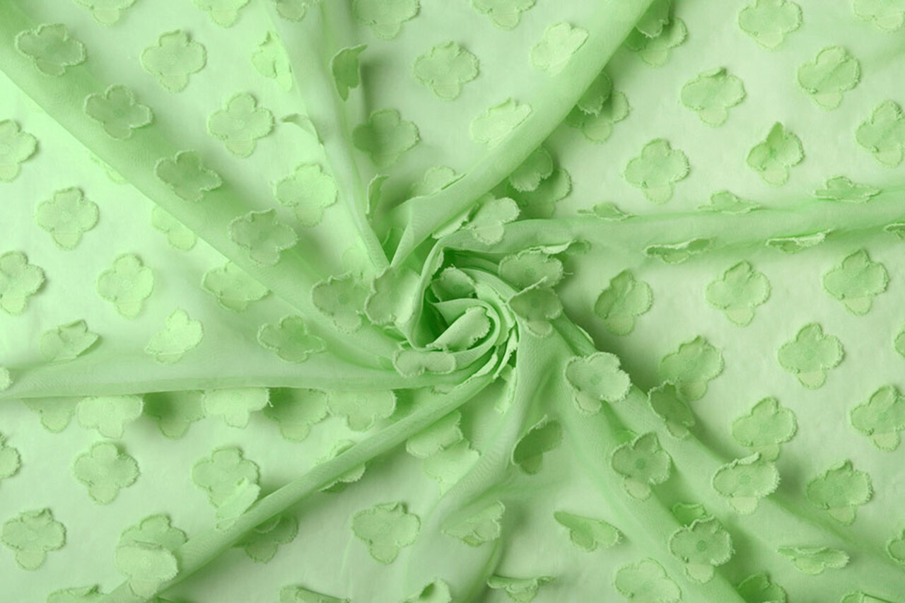 Gestikte Chiffon Charlize Licht Groen