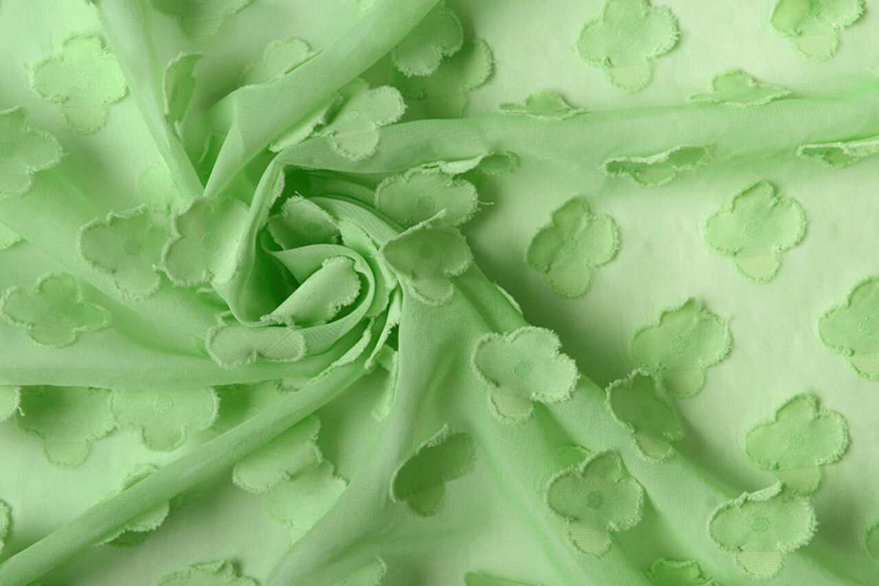 Gestikte Chiffon Charlize Licht Groen