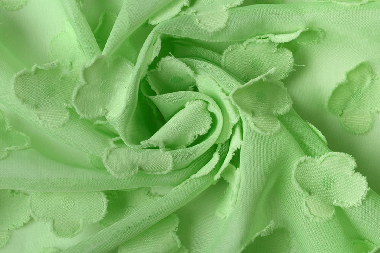 Gestikte Chiffon Charlize Licht Groen