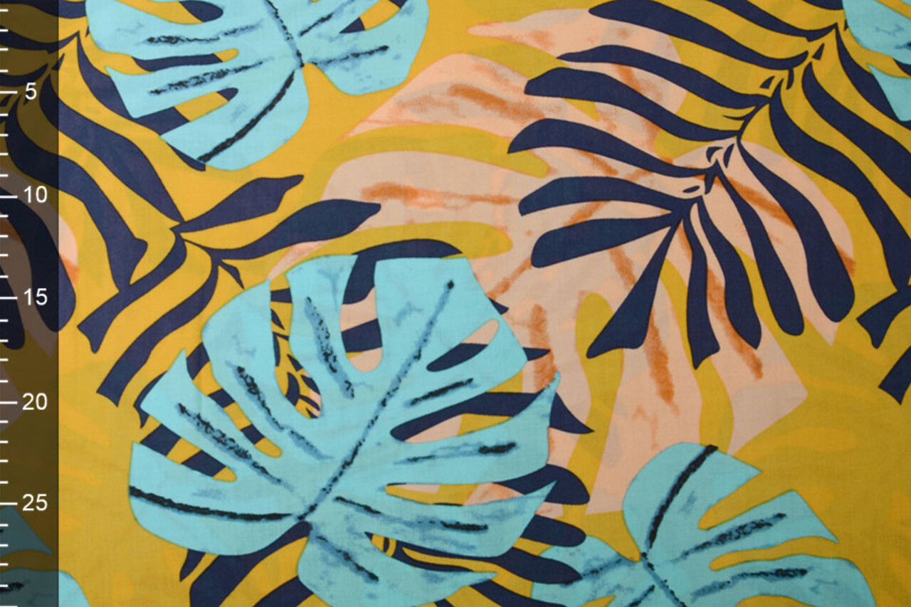 100% Viscose Congo Leaves Ocher Yellow