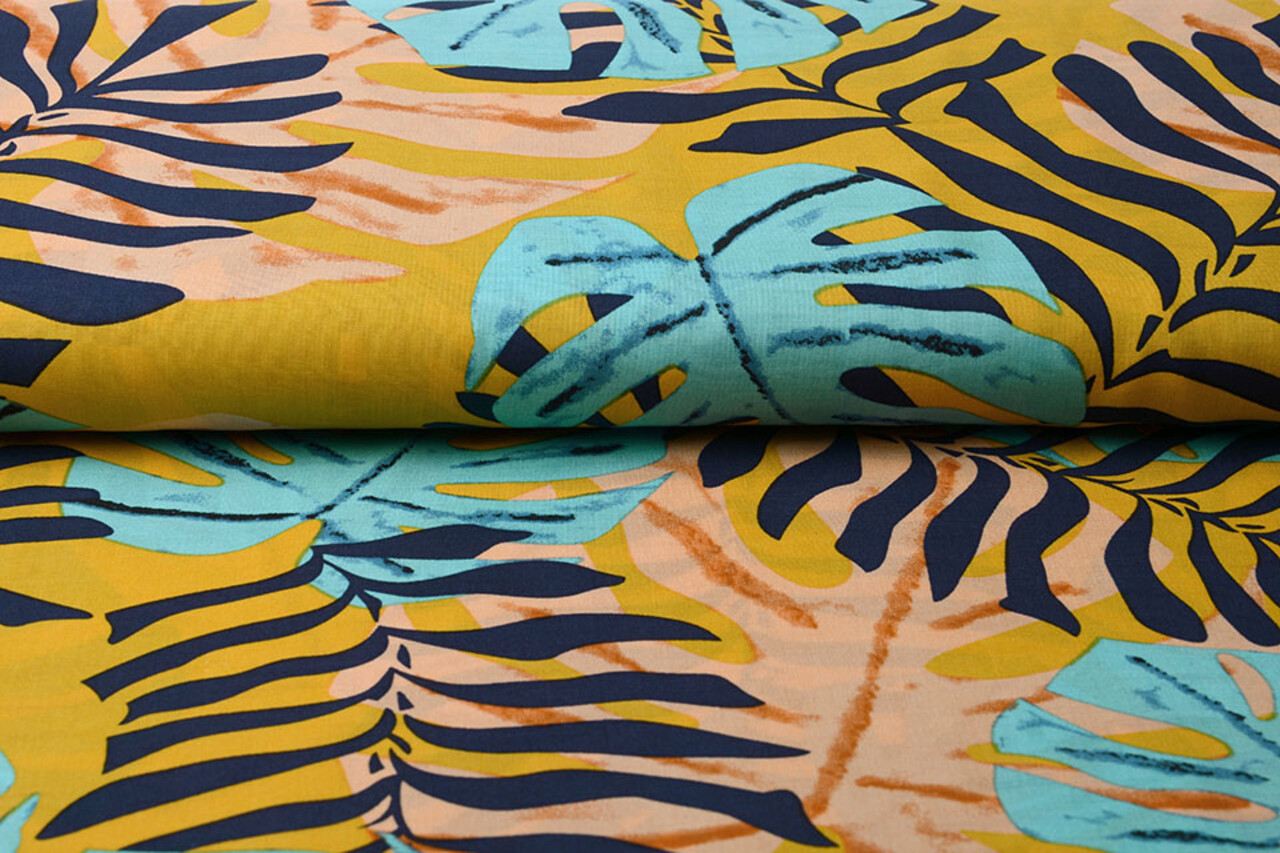 100% Viscose Congo Leaves Ocher Yellow
