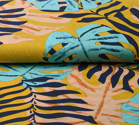 100% Viscose Congo Bladeren Oker Geel 100% Viscose Congo Bladeren Oker Geel