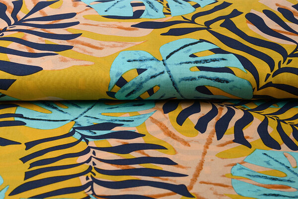 100% Viscose Congo Leaves Ocher Yellow