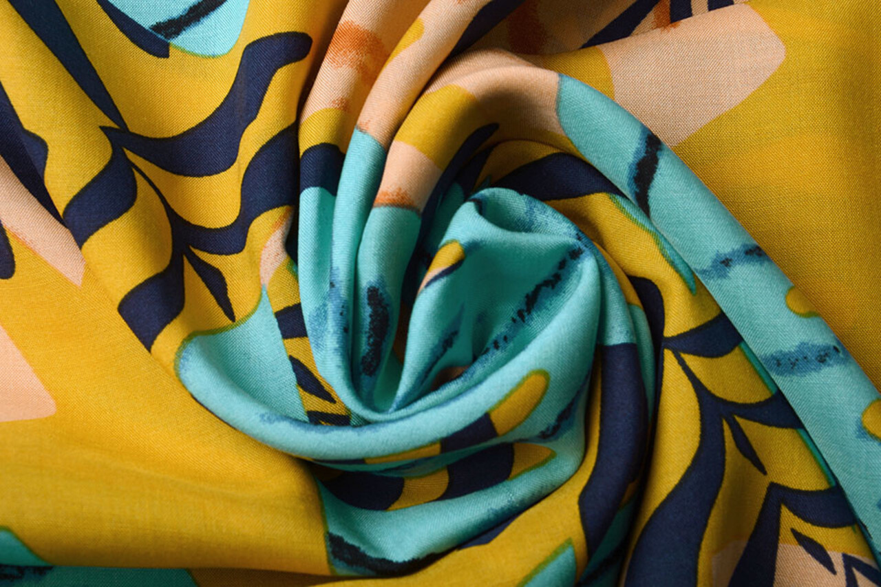 100% Viscose Congo Leaves Ocher Yellow