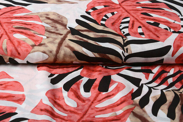 100% Viscose Congo Bladeren Wit 100% Viscose Congo Bladeren Wit