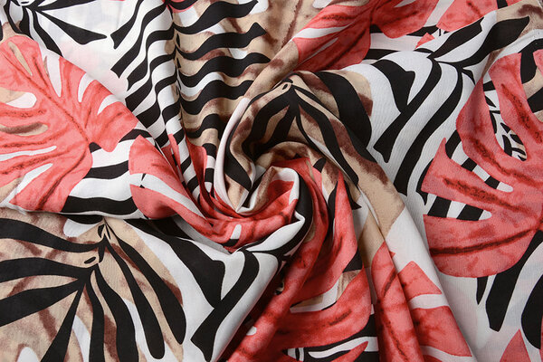 100% Viscose Congo Bladeren Wit 100% Viscose Congo Bladeren Wit