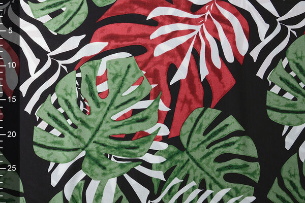 100% Viscose Congo Leaves Black