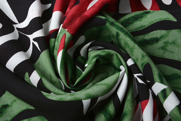 100% Viscose Congo Leaves Black