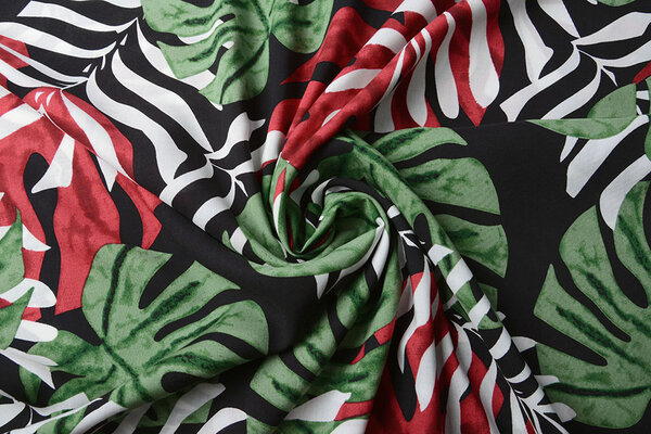 100% Viscose Congo Leaves Black