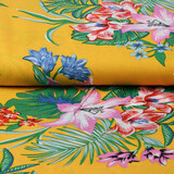 100% Viscosa Amazone Hojas Ocre Amarillo