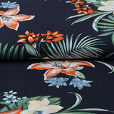 100% Viscose Amazone Bladeren Marine Blauw 100% Viscose Amazone Bladeren Marine Blauw