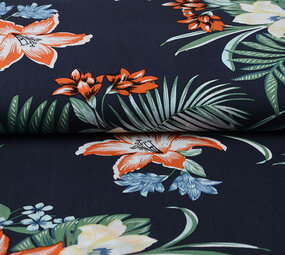 100% Viskose Amazone Blätter Marineblau 100% Viskose Amazone Blätter Marineblau