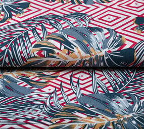 100% Viscosa Wildernis Quadri Fucsia Blu 100% Viscosa Wildernis Quadri Fucsia Blu