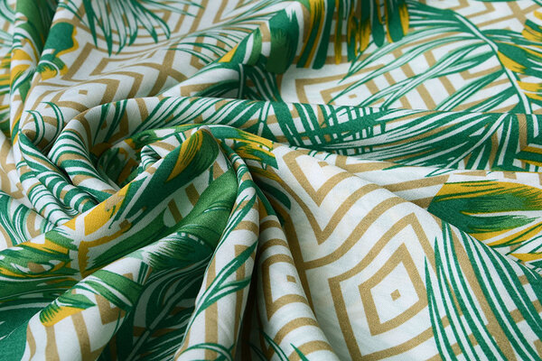 100% Viscose Wildernis Ruit Zand Groen