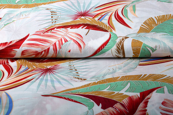 100% Viskose Hojas Weiß