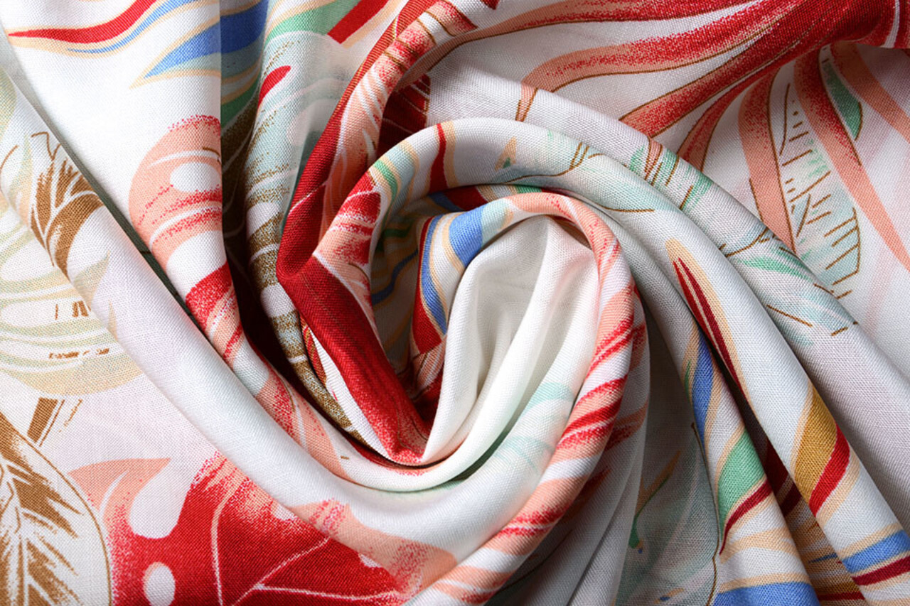 100% Viskose Hojas Weiß