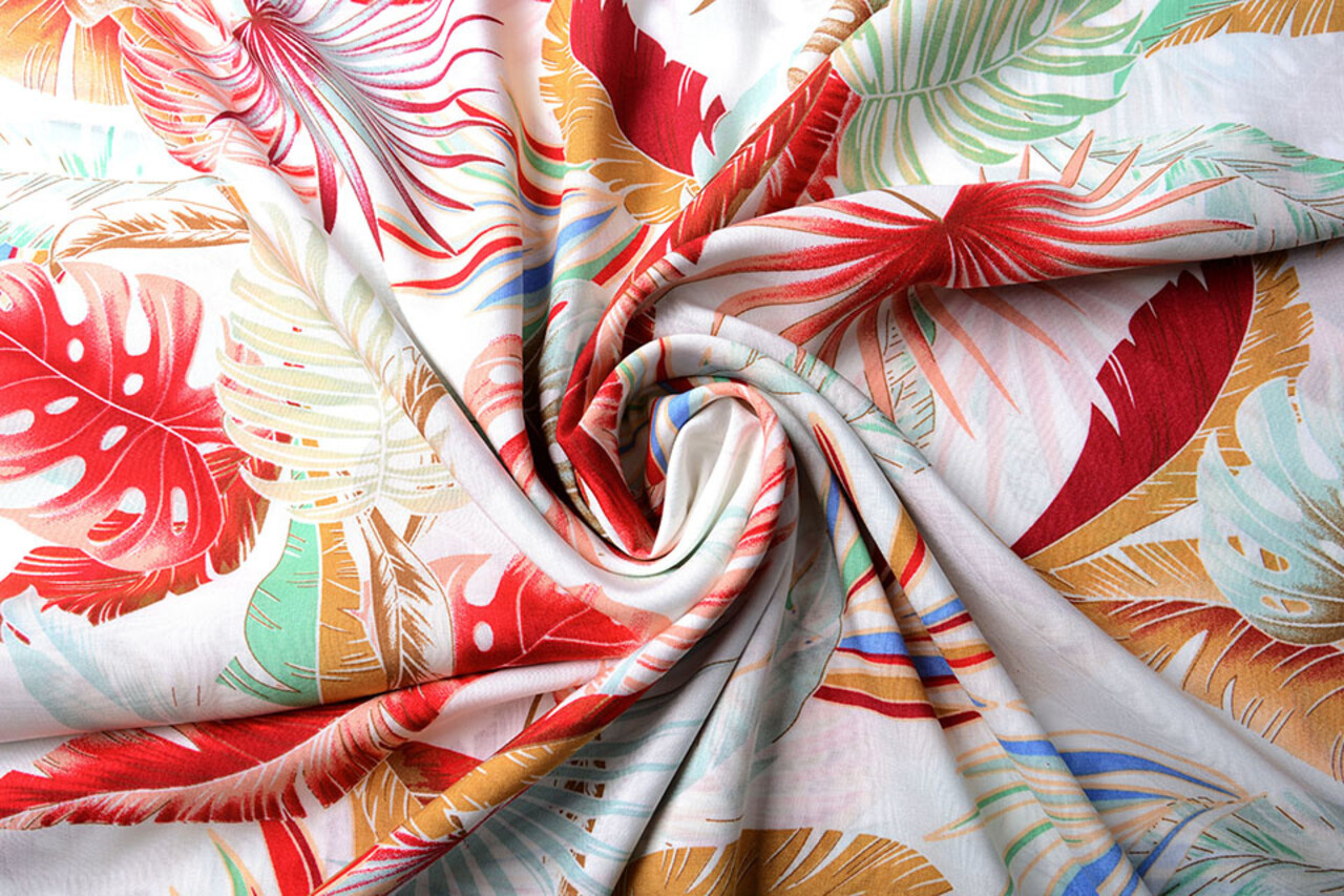 100% Viskose Hojas Weiß