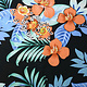 100% Viscose Flores Hawaianas Black