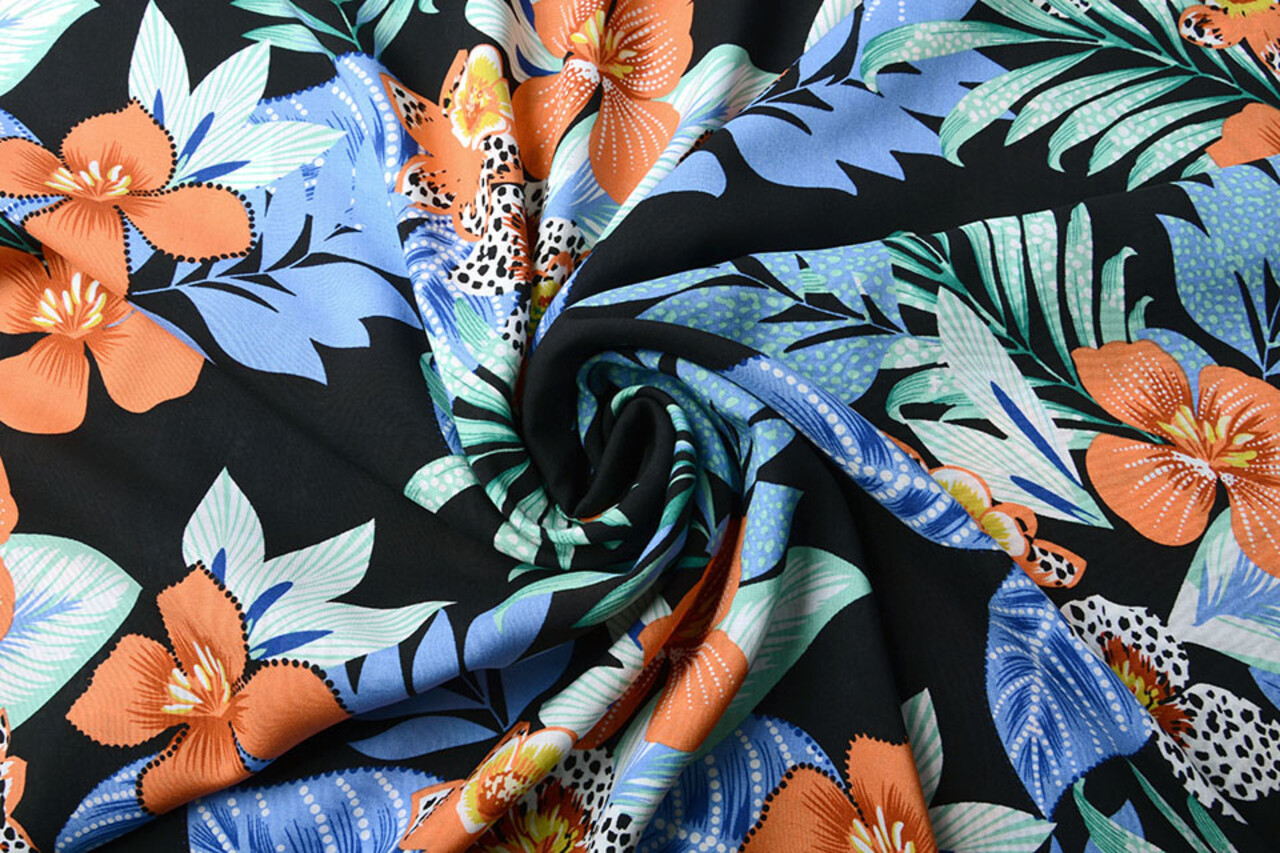 100% Viskose Flores Hawaianas Schwarz 100% Viskose Flores Hawaianas Schwarz