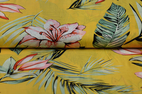 100% Viscose Fiji Leaves Yellow 100% Viscose Fiji Leaves Yellow